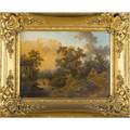European school landscapes two oils on canvas period gilt frames 19th c provenance private collection new jersey each 16 x 21
