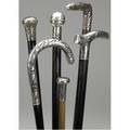 Silverhandled walking sticks group of six includes three canes and three walking sticks some hallmarked 19th20th c longest 37