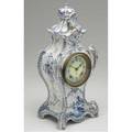 Ansonia shelf clock royal bonn delft pattern china case time and strike movement ht 16