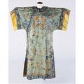 Chinese robe embroidered with floral displays on a light bluegreen background with yellow embroidered cuffs late 19thearly 20th c length 54