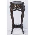 Chinese teak tabouret with marble insert on carved base early 20th c ht 37