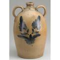 N clark athens stoneware doublehandled fourgallon jug in semiovoid shape with double floral decoration new york ca 18501860 ht 18 12