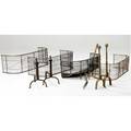 Fireplace accessories four wire and brass screens together with two pairs of andirons largest fender 12 x 35