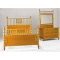 Faux bamboo victorian bedroom set poster bed with matching dresser and attached mirror in birds eye maple ca 18701880 dresser 76 x 45 12 x 22