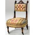 Herter brothers attr slipper chair with swans head stiles and portrait medallion on rosewood frame ca 1870 31 12 x 21 x 21 12