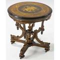 Victorian hall table with marquetry circular top ebonized decoration and rosewood frame ca 1870 29 x 27 12 dia