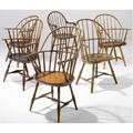 Windsor armchairs assembled set of six late 18th and early 19th c largest 38 x 29 x 16