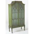 Chinese chippendale china cabinet green chinoiserie decoration top section on frame early 20th c 72 x 39 x 16