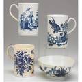 Royal worcester three mugs and one bowl late 18th c damage to one mug all with crescent blue mark largest 5 12