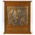Elihu vedder american 18361923 attr bronze patinated cast iron sculptural relief in oak frame 30 x 34 14 x 3 12