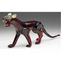 Barovier tiger figurine in ruby glass with black stripes and applied details 7 x 16 14