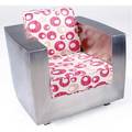 Jonathan singleton stainless steel cube lounge chair with upholstered cushions 32 x 33 x 31
