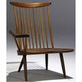 George nakashima walnut lounge chair with freeedge writing arm provenance available marked with clients name 33 x 30 12 x 32