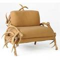 Horn chair armchair with woolcovered cushions on antler frame 38 x 49 x 38