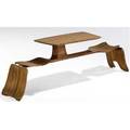 Federico armijo carved oak laminate table with integrated bench seats 27 34 x 87 x 16 34