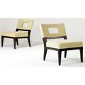 Christian liaigre  holly hunt pair of lounge chairs with original gray suede cushions on dark walnut bases 30 x 24 x 27