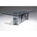 Paul evans cityscape dining table with glass top over satin and bright chrome base signed 29 14 x 96 x 44