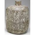 Claude conover stoneware vessel tzau covered in brown glaze with incised designs signed and titled 13 12 x 10 x 10