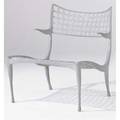 Dan johnson  brown jordan cast aluminum lounge chair with painted aluminum finish brown jordan decal 26 34 x 23 14 x 27