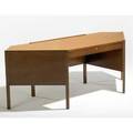 Edward wormley  dunbar mahogany hexagonal desk with single locking drawer dunbar metal tag 29 x 82 x 31