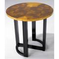 Donald deskey  hastings occasional table with circular bookmatched maple veneer top on ebonized base 26 14 x 26