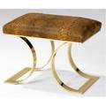 Karl springer jmf bench with python skin seat on curved brass base 20 x 24 x 16