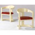 Karl springer pair of onassis chairs with red leather seats on parchmentcovered frames 29 x 24 x 18