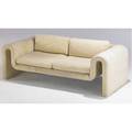 Milo baughman sofa upholstered in cream chenille 24 x 75 x 32