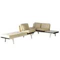 George nelson twopart white enameled metal sofa with three chairs bench seat and integrated table each part 29 x 72 x 28