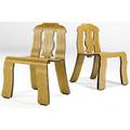 Robert venturi  knoll pair of queen anne chairs in bent birds eye maple plywood a rare example the birds eye maple version of the chair never went into production 33 x 21 14 x 19