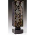 Paul evans vertical welded steel wavyfront cabinet with patinated and gilded door front enclosing painted interior with shelves on pedestal base 84 x 24 x 21 12
