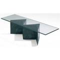 Paul evans coffee table with plate glass top over welded patinated steel base 17 x 60 x 20