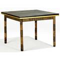 Paul evans low table with slate top and gilded apron on welded patinated steel base 25 x 32 sq