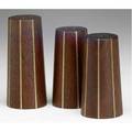 Paul evans and phillip lloyd powell set of three stacked walnut and pewter shakers largest 3 12 x 1 12