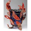 Dale chihuly spectacular venetian in cobalt glass with random trailing and mottled leaves in vermilion and silver 1989 provenance available etched chihuly 1989 20 x 17 dia