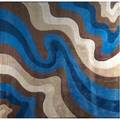 Edward fields large wool rug with psychedelic pattern in shades of blue and brown stamped edward fields 164 sq