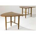 George nakashima  widdicomb pair of walnut parabola tables in sundra finish branded george nakashima with widdicomb labels 21 x 30 x 30