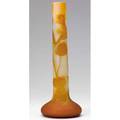 Galle tall cameo glass vase with amber nasturtium signed galle on body 18 x 6 12