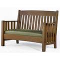 Cortland settee with slats all around dropin spring seat covered in green leather unmarked 37 x 60 12 x 25
