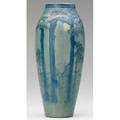 Newcomb college ovoid vase decorated by a f simpson with tall pines under a full moon 1919 crude repair to opposing cracks nc133kc72afs 10 34 x 4 12