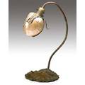 Elizabeth burton rare copper and abalone shell table lamp in a waterlily pattern original patina and shell unmarked 17 x 10