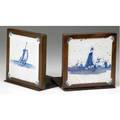 Dirk van erp pair of hammered copper bookends with delft tiles painted with sailboats good original dark patinal windmill stamp with dirk van erp 5 12 x 5 14
