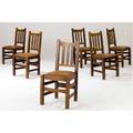 Stickley brothers set of six dining chairs with trumpet stretchers and dropin leather seats numbered 37 12 x 18 14 x 16 12
