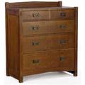 Gustav stickley early chest of drawers in twooverthree configuration with v backsplash and chamfered sides red decal 43 x 36 x 20