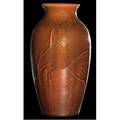 Rookwood tiger eye vase decorated by a valentien with a rooster under a branch of cherry blossoms mark obscured by glaze 7 x 3 34