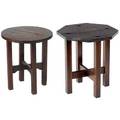 Gustav stickley  l and jg stickley two tabourets l  jg stickley octagonal its legs mortised through the top no 559 handcraft decal 20 x 18 sq together with gustav stickley circular