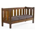 L and jg stickley settle with vertical slats all around three loose upholstered cushions on board foundation work of decal 36 x 72 x 26