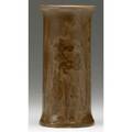 Grand feu cylindrical vase covered in an exceptional cafeaulait crystalline glaze stamped brauckman art pottery and dedicated a christmas gift from kittie wilkinson dec251917 los angeles cal