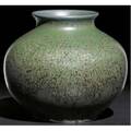 Grand feu spectacular spherical vessel covered in forest green matte crystalline glaze one of the very best grand feu glazes weve seen grinding chips around base stamped grand feu pottery la c