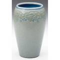 Marblehead ovoid vase carved and painted with blue grapes and green leaves on a grey ground ship mark 5 14 x 3